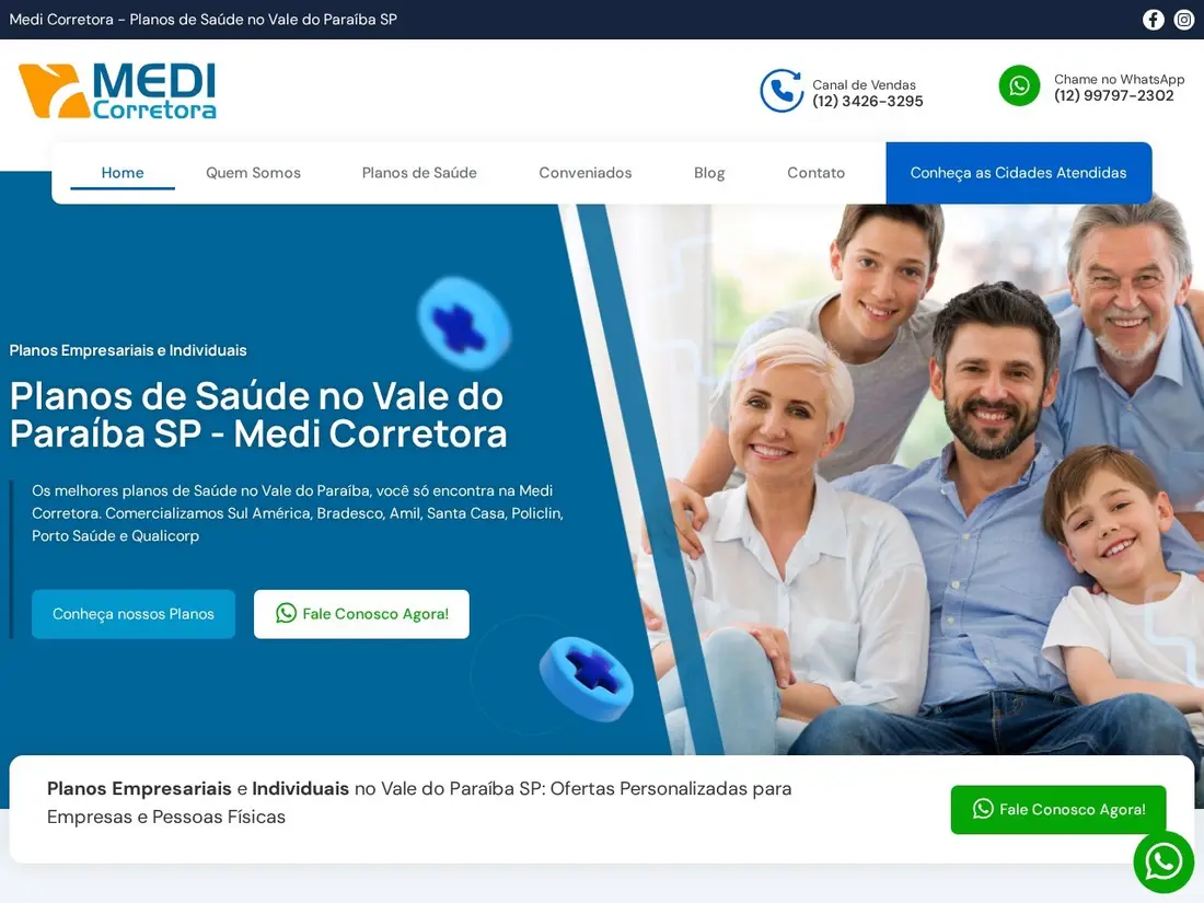 Página inicial do site da MediCorretora