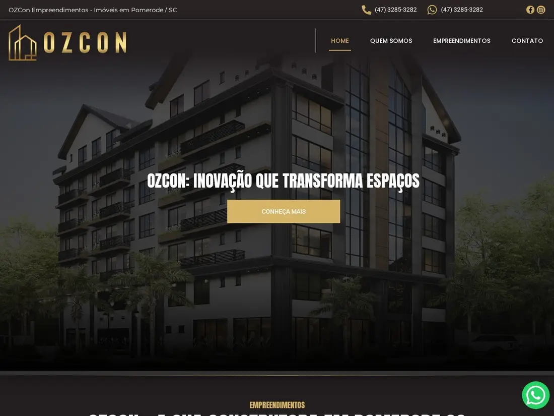 Página inicial do site da OZCon